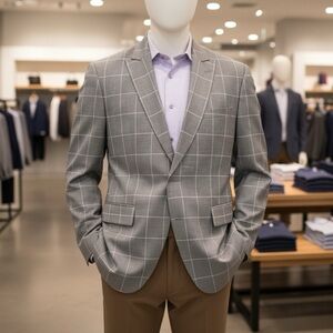 Rossi man 100% wool check pattern coat men’s size 46R